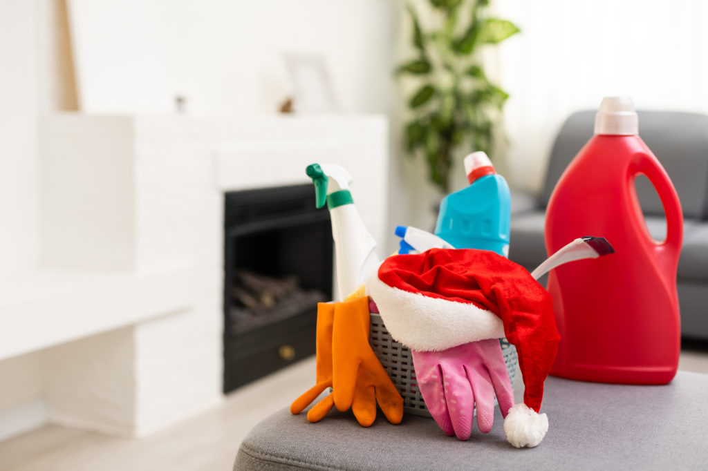 santa hat on cleaning products - gift guide for clean freaks