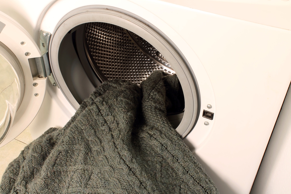 wool sweater in washing machine
